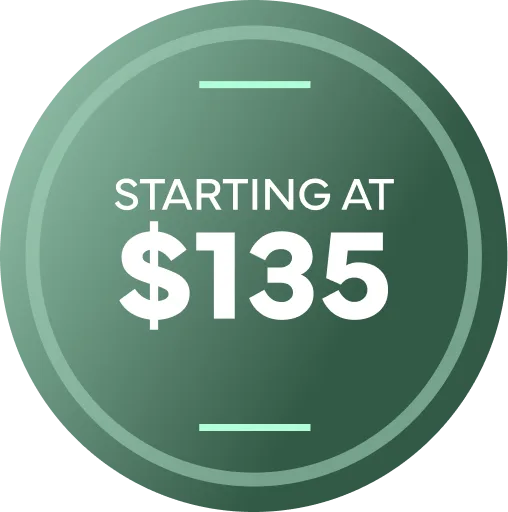 Starting at $135 circular pricing badge for spa specials