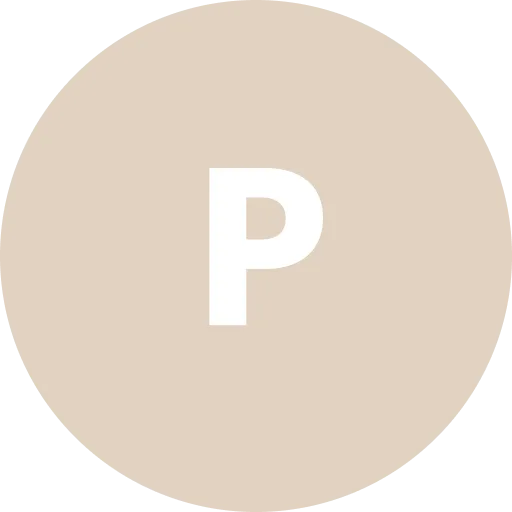 Letter P on beige circular background