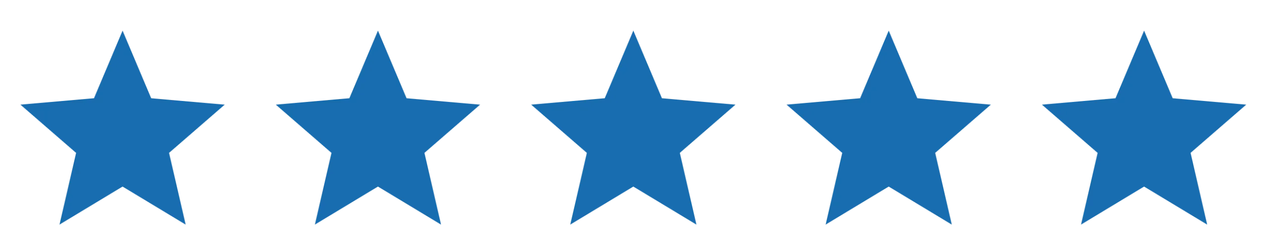 Five blue stars in a row