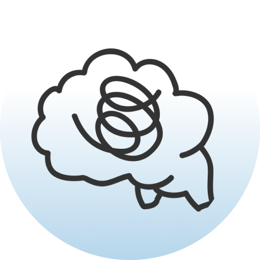 Brain cloud with tangled spiral lines inside
