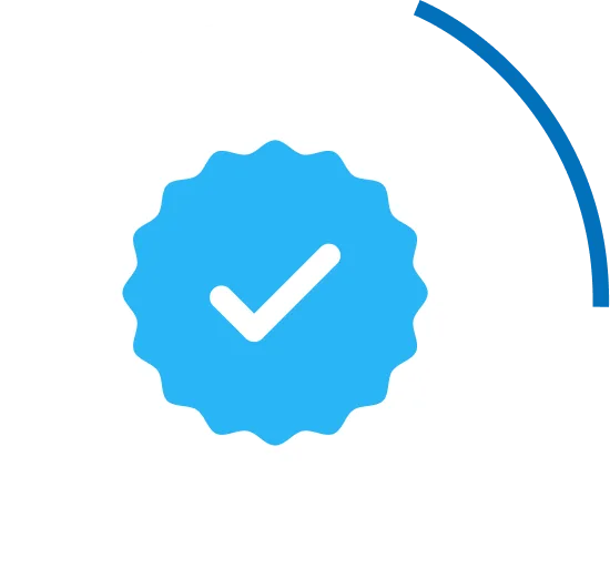 Blue star badge with white checkmark, representing initial consultation approval
