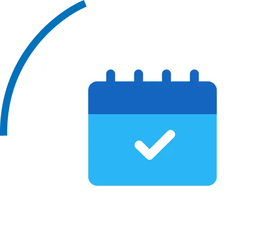 Calendar with checkmark indicating scheduled appointments
