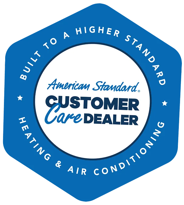 American Standard Customer Care Dealer badge for heating and air conditioning