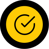 Yellow circle with checkmark icon