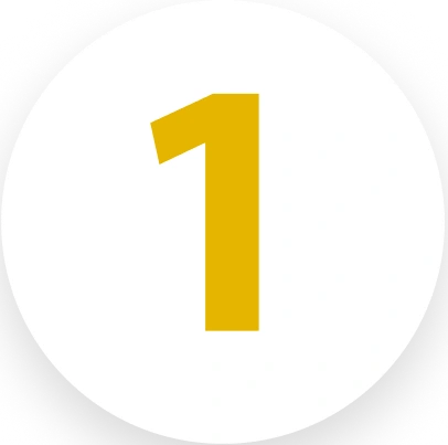 Yellow number 1 in white circle