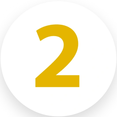 Yellow number 2 in white circle