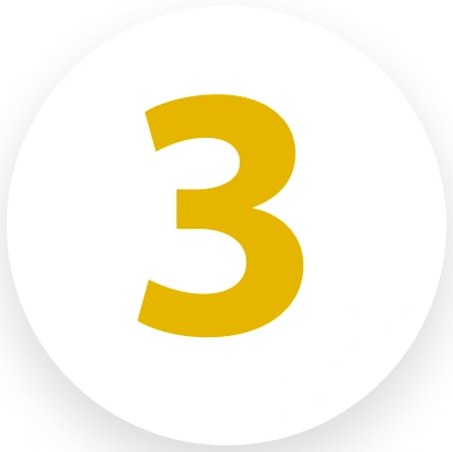 Yellow number 3 in white circle