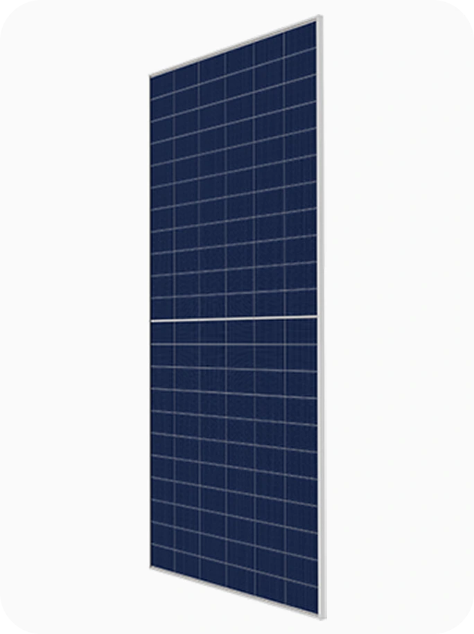Hyundai solar panel with dark blue cells and white grid pattern