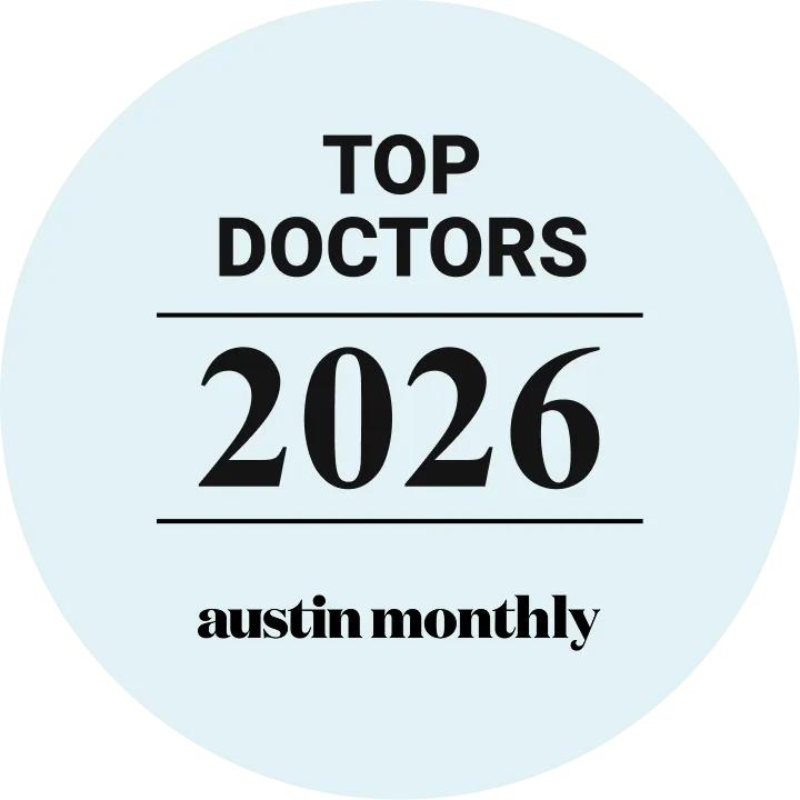 Top Doctors 2026 award seal from Austin Monthly