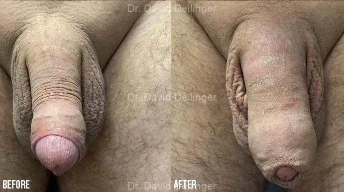 Before and after comparison labeled with Dr. David Dellinger's name