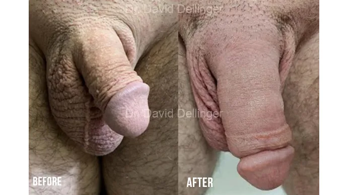 Before and after comparison of penis enlargement results by Dr. David Dellinger