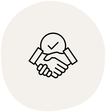 Two hands shaking with a checkmark symbol above, representing ADHD support and agreement