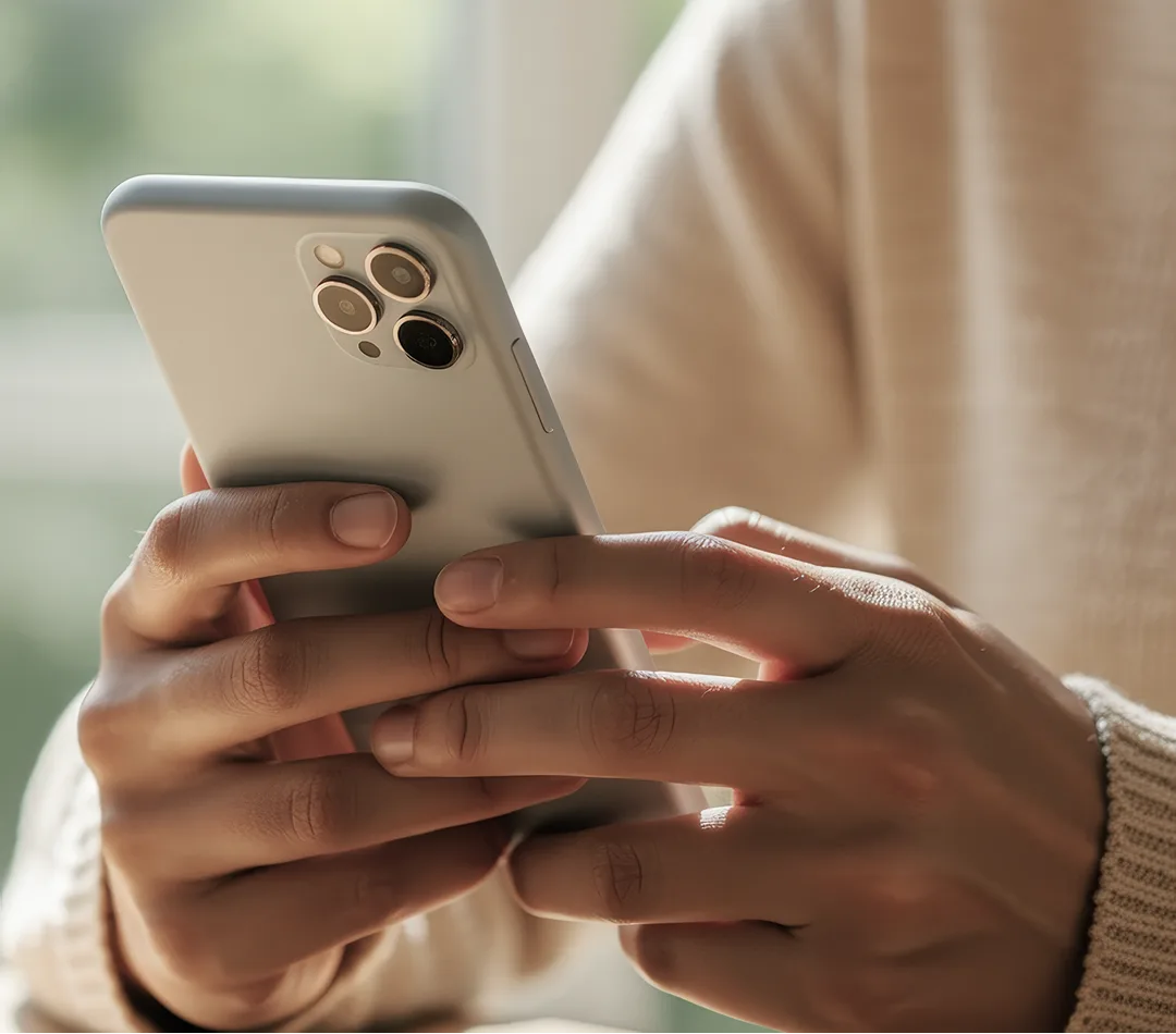 Person holding a smartphone while taking an adult ADHD quiz online