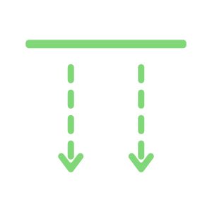 Two green downward arrows with stacked lines above, representing organizational breakdown or overwhelm