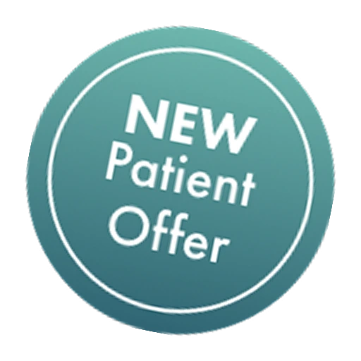 NEW Patient Offer badge in teal circle