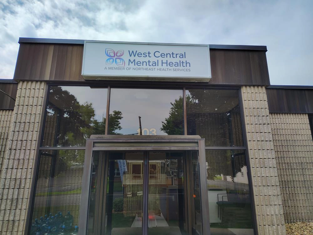 West Central Mental Health exterior storefront with signage, member of Northeast Health Services