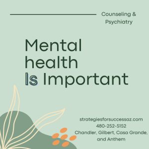 Counseling & Psychiatry promotional graphic stating 'Mental health is Important'