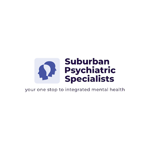 Suburban Psychiatric Specialists logo with profile silhouettes and tagline 'your one stop to integrated mental health'