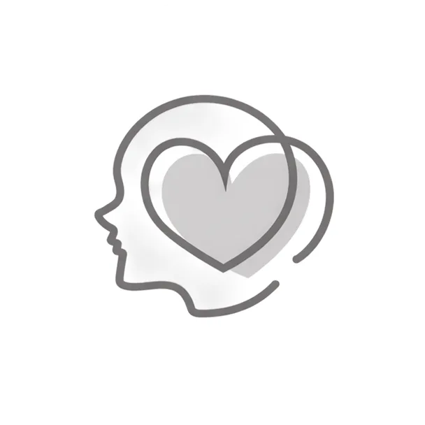 Head silhouette with heart icon inside symbolizing emotional wellness