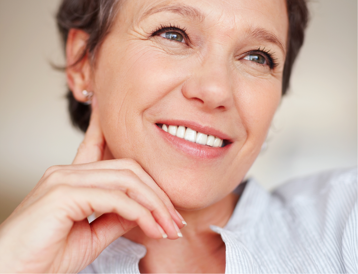 Woman with a bright smile showing healthy teeth