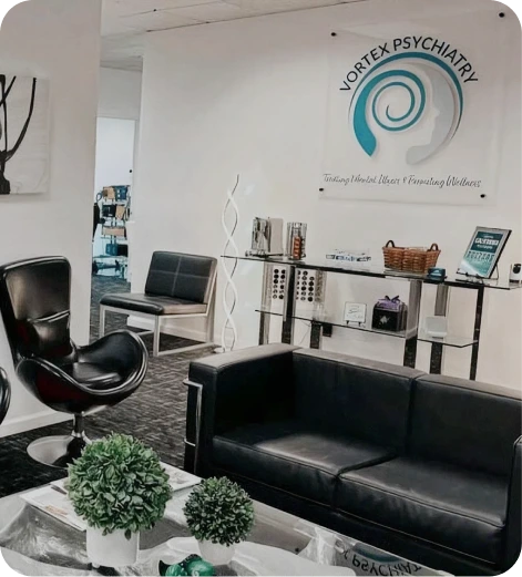 Vortex Psychiatry reception and waiting area in Danville, CA