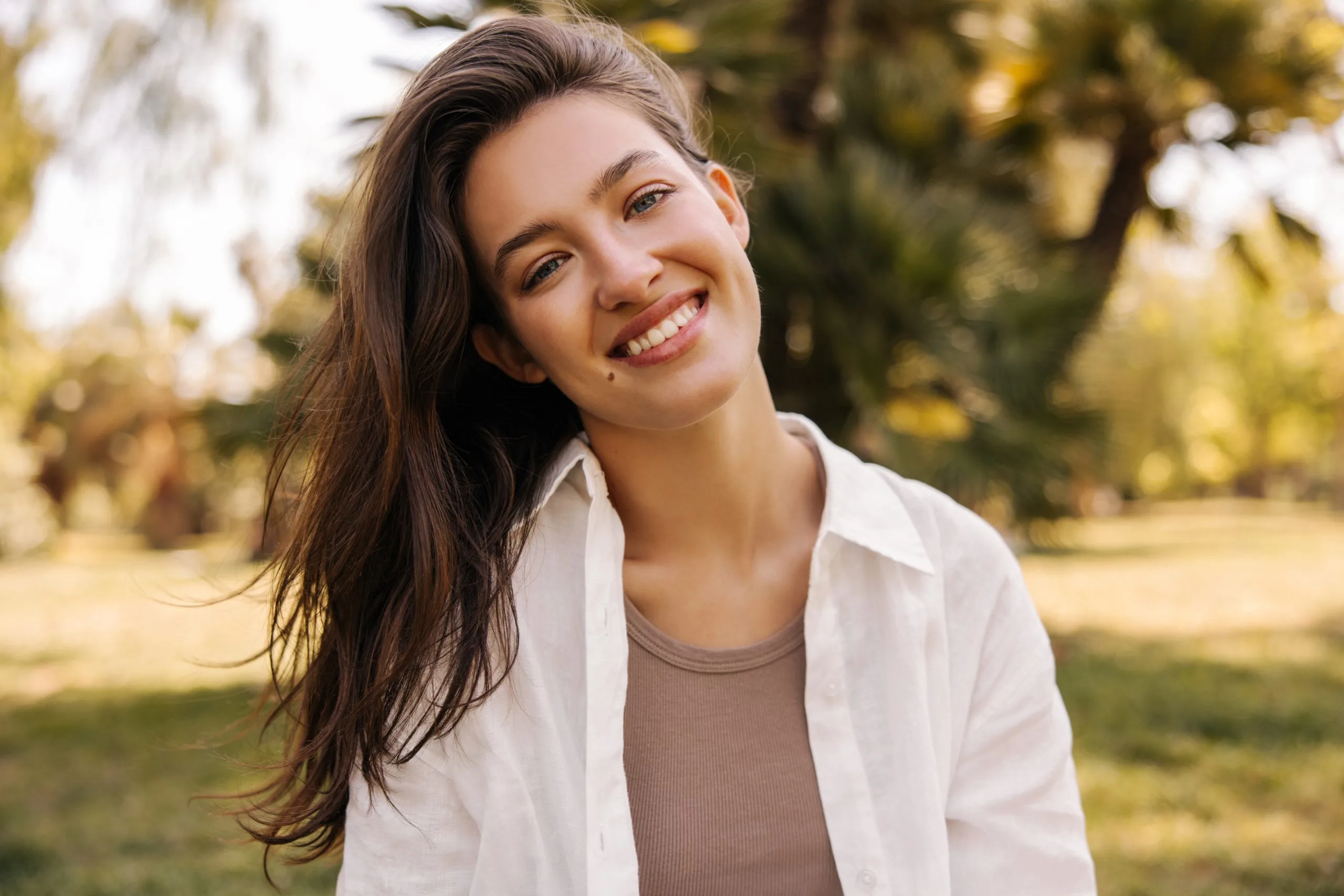 Smiling young woman looking at the camera outdoors – psychiatrist in Moraga, CA