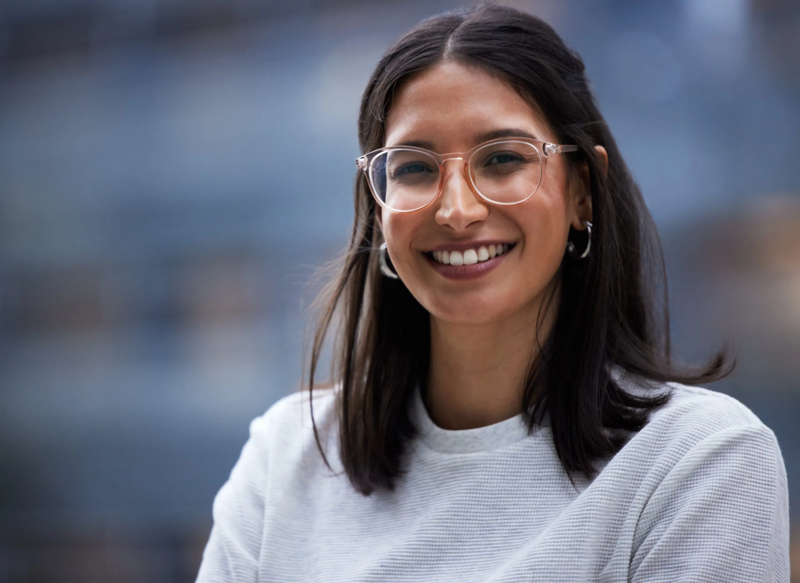 Smiling woman with glasses in close-up portrait – psychiatrist in Livermore, CA