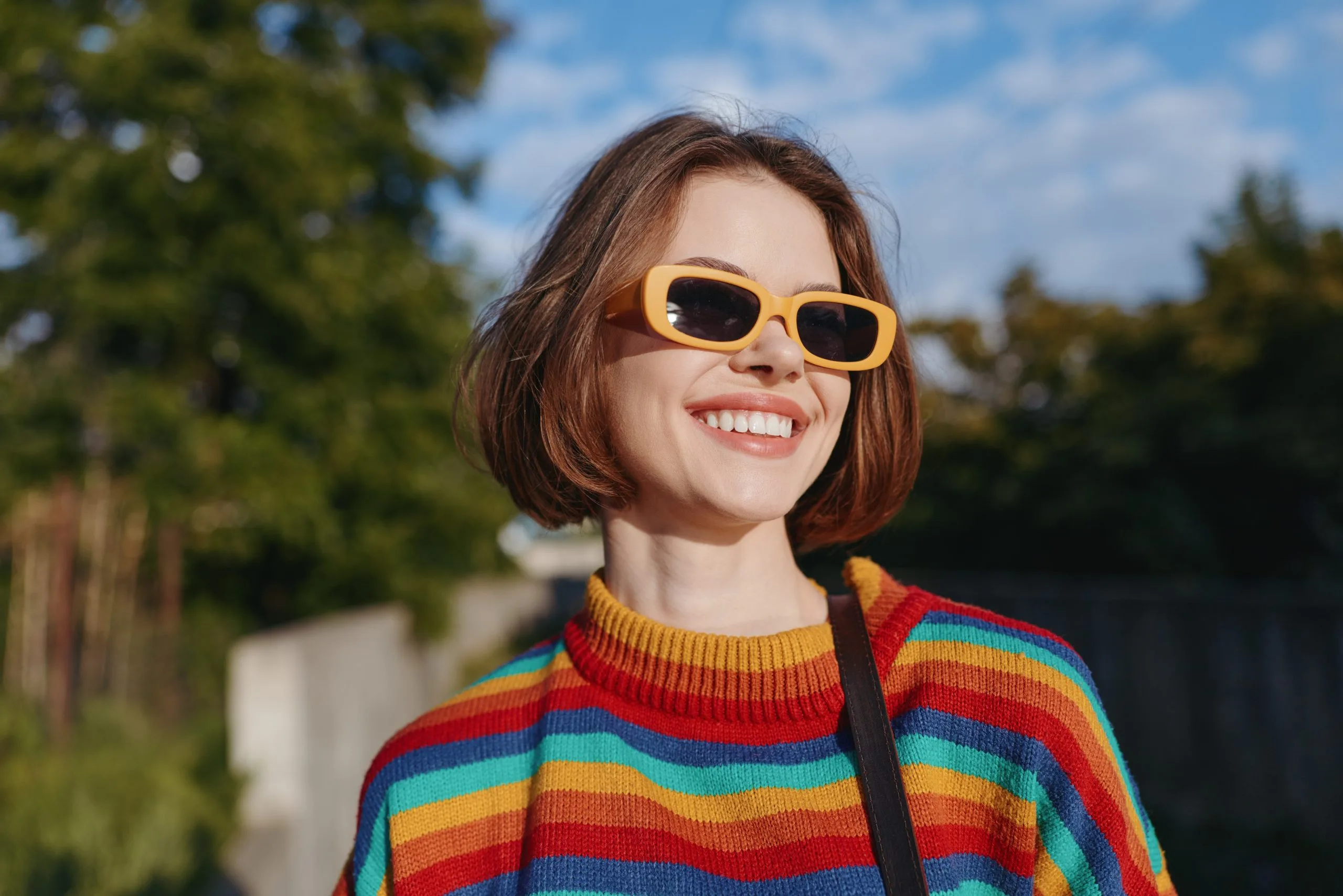 Woman in her late 20s with short hair smiling – SPRAVATO treatment in Pleasanton, CA