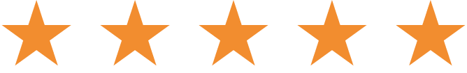 Five orange stars representing a five-star rating