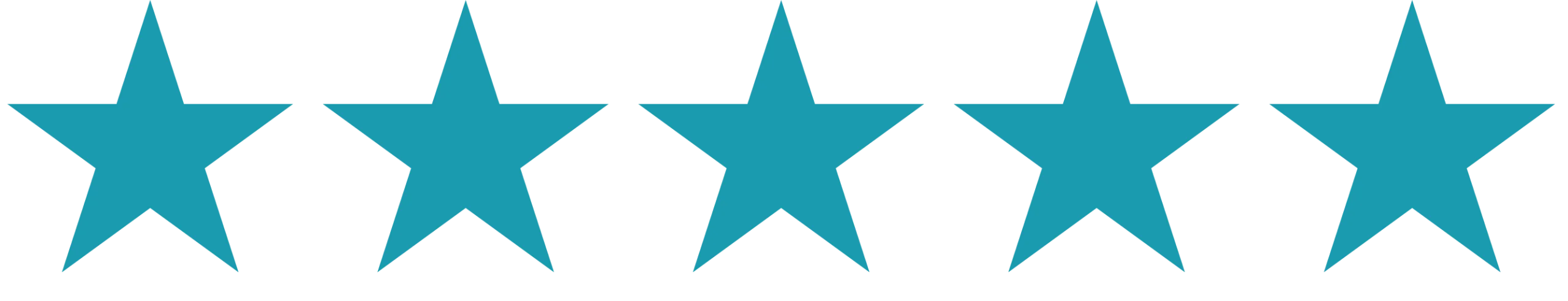 Five teal stars in a row
