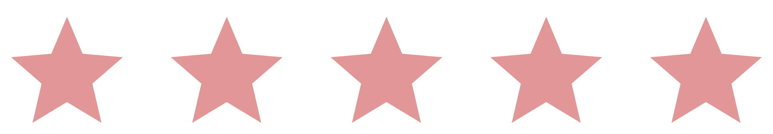 Five pink stars in a row representing a 5-star rating