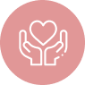 Two hands cradling a heart icon