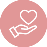 Hand holding a heart icon, representing compassionate care