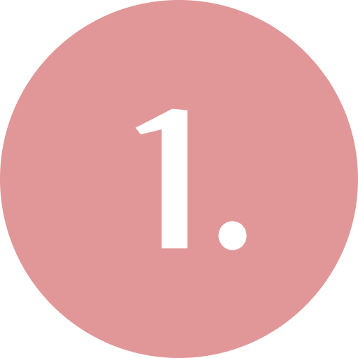 Step 1 indicator in pink circle with white number