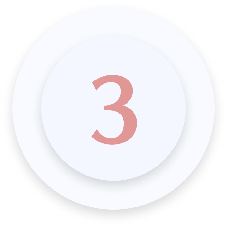 Number 3 in a circular layered badge