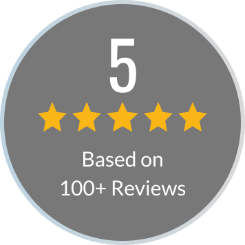 5-star rating badge based on 100+ reviews