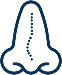 Icon showing deviated septum with dotted line illustrating the misalignment