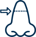 Icon showing nasal bridge with dotted line indicating measurement or adjustment